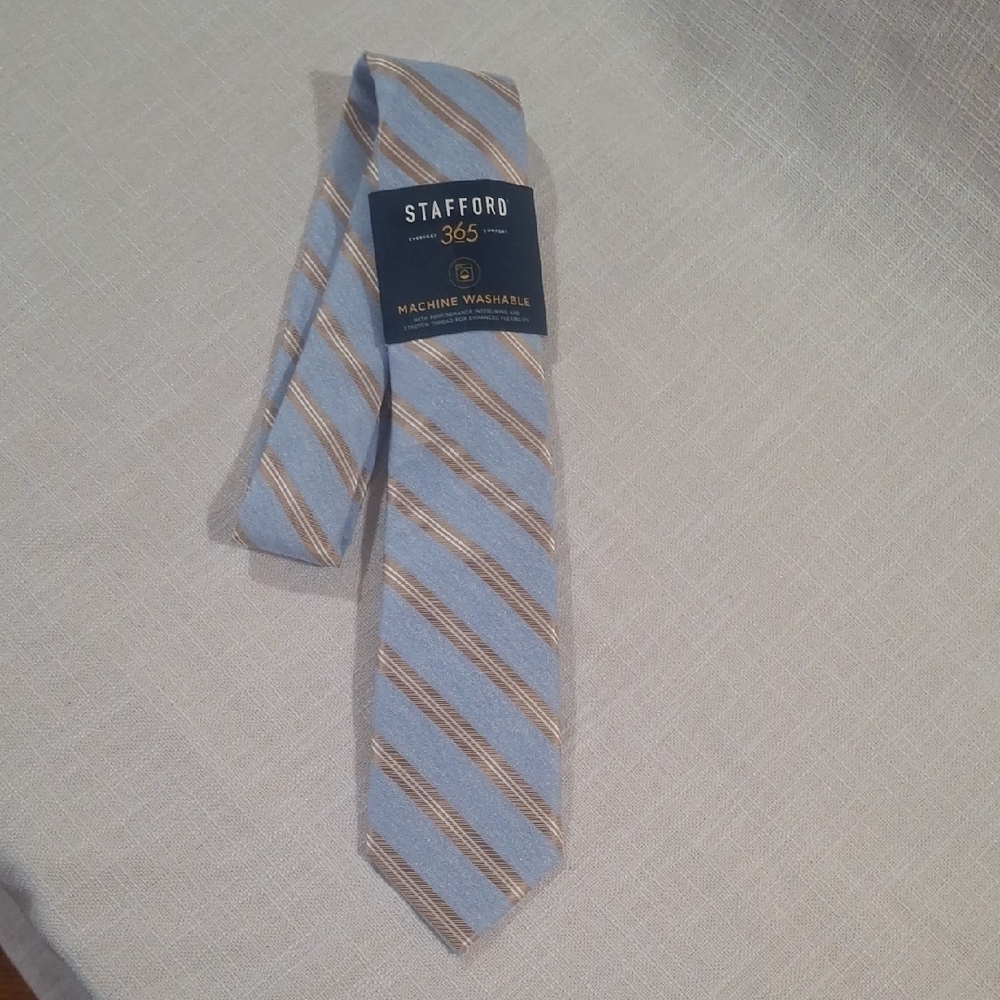 Stafford Light Blue and Tan Striped Tie